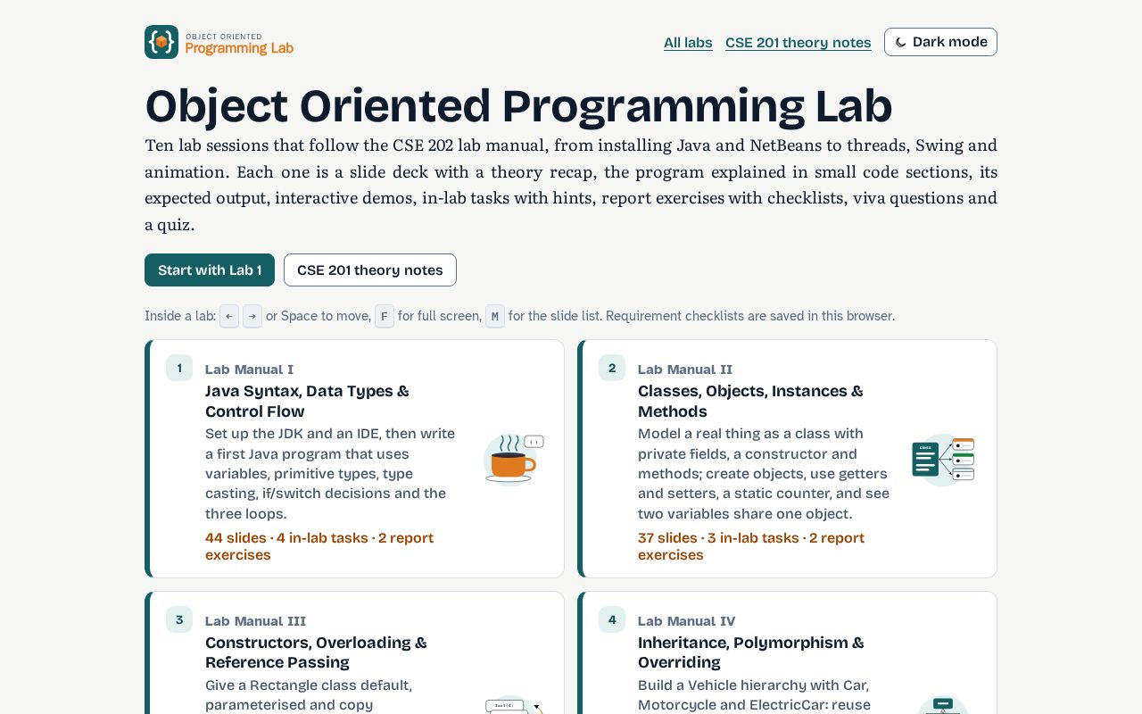 Preview of CSE 202 Object Oriented Programming Lab