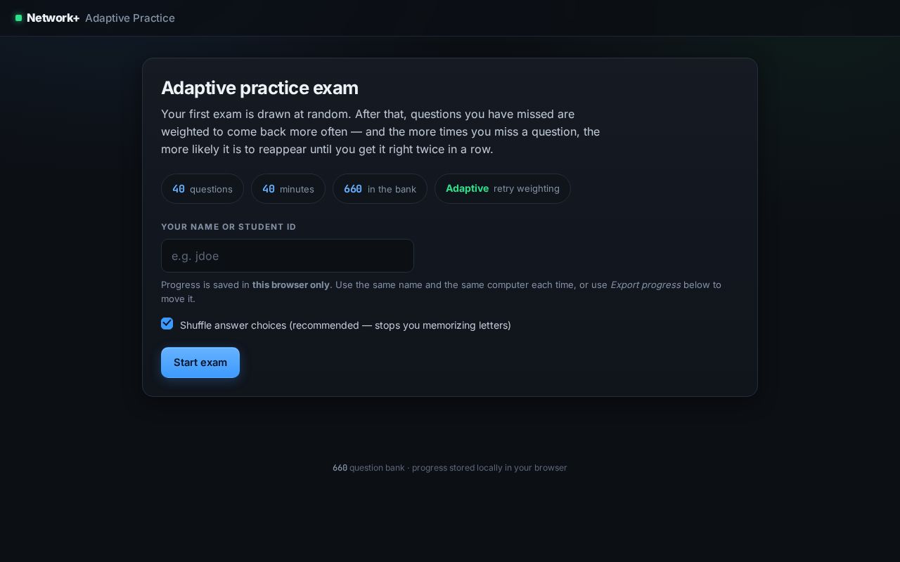 Preview of Net Plus Practice Exam Generator