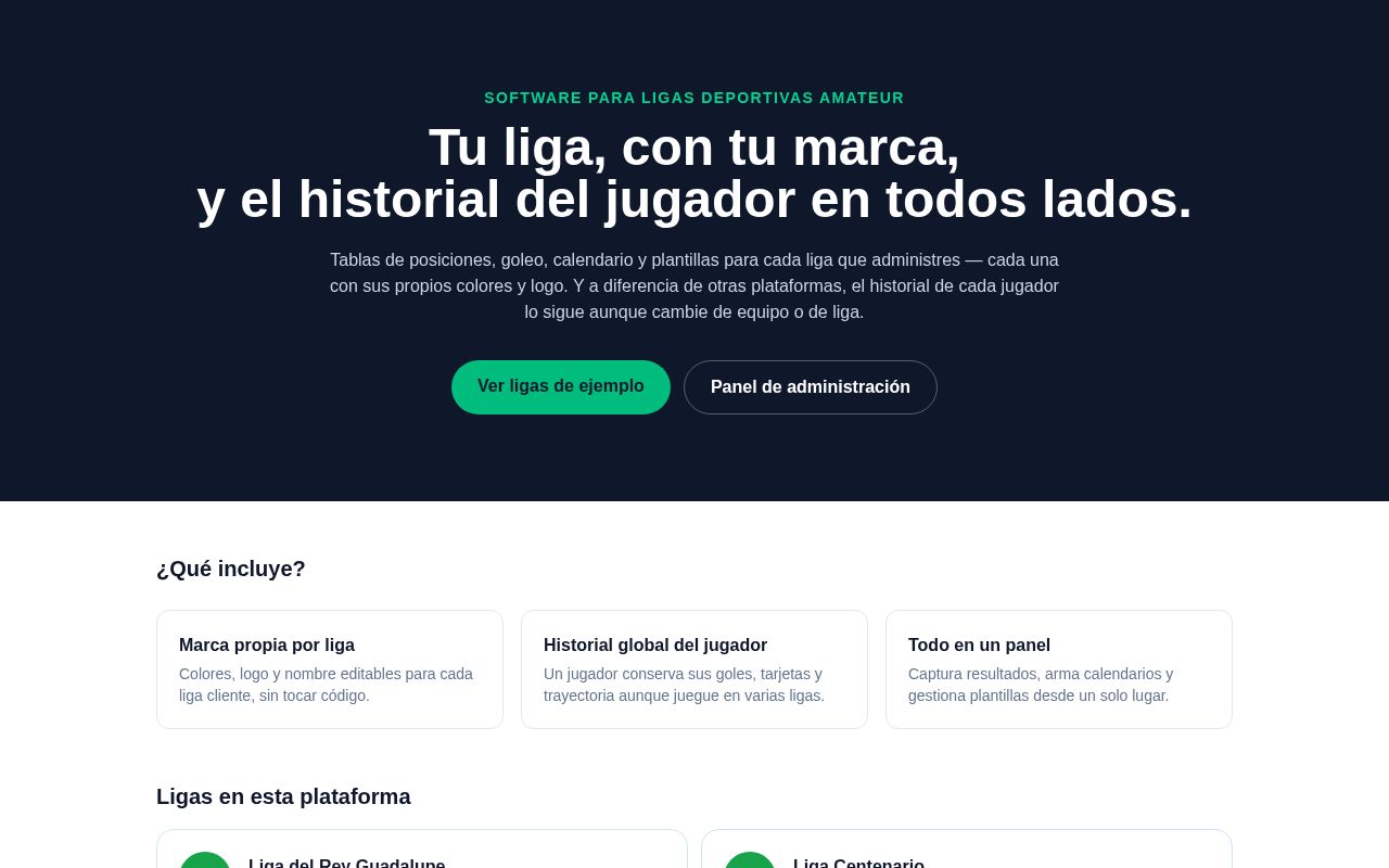 Preview of Amateur Leagues Platform