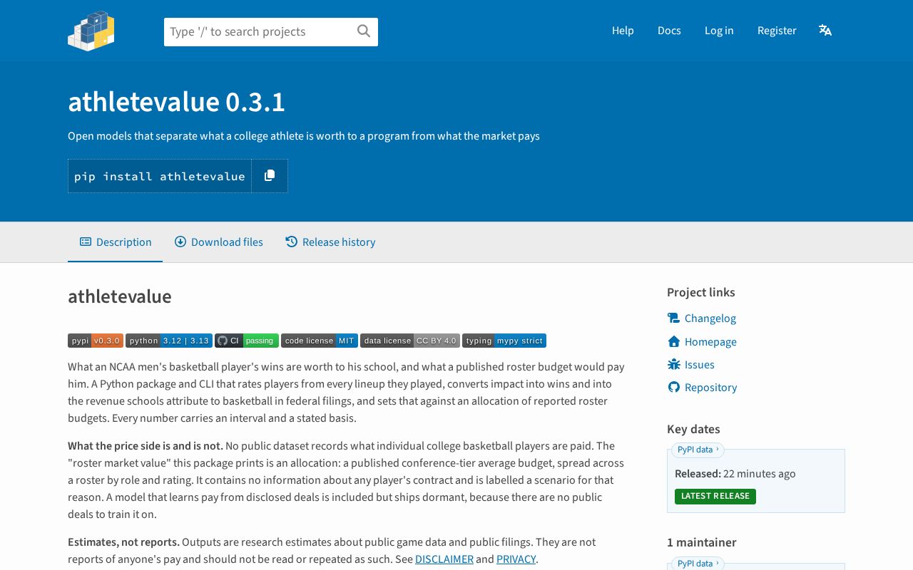 Preview of Athletevalue