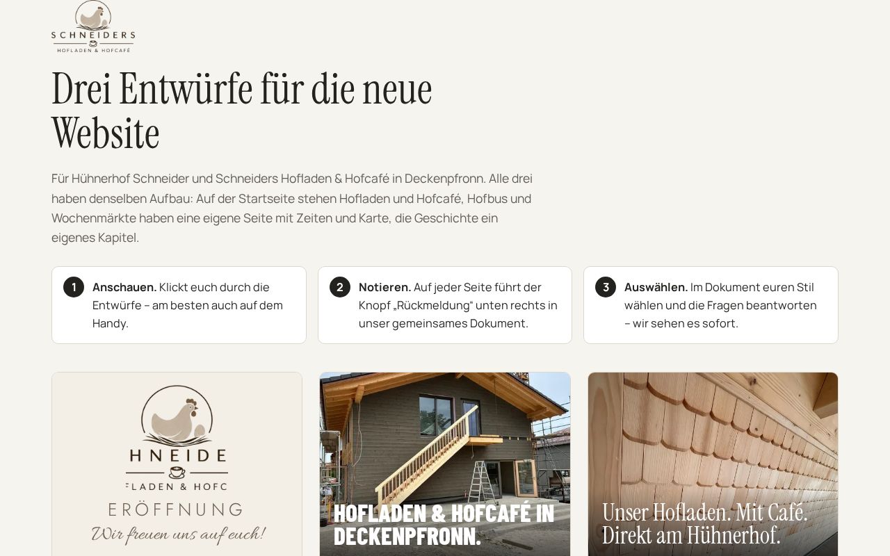 Preview of Website-Entwürfe Hühnerhof Schneider