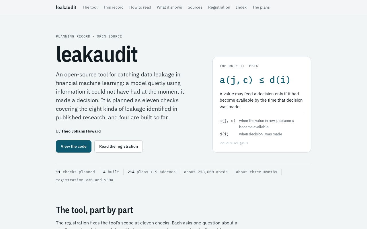 Preview of Leakaudit Planning Record