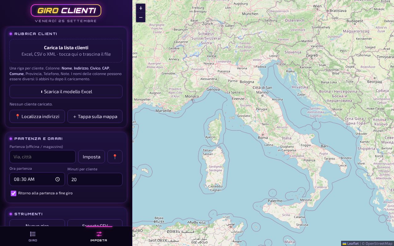 Preview of App Giro Clienti