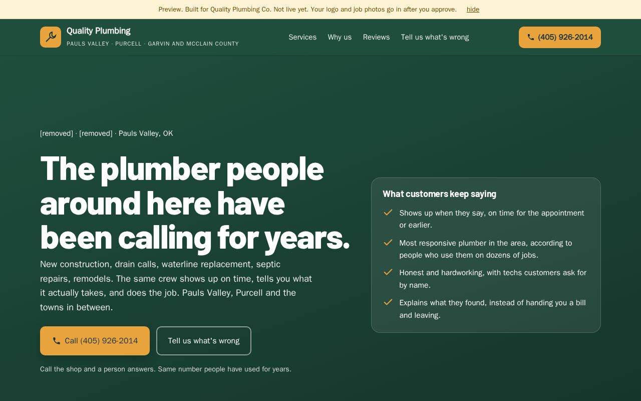Preview of Quality Plumbing Co Preview
