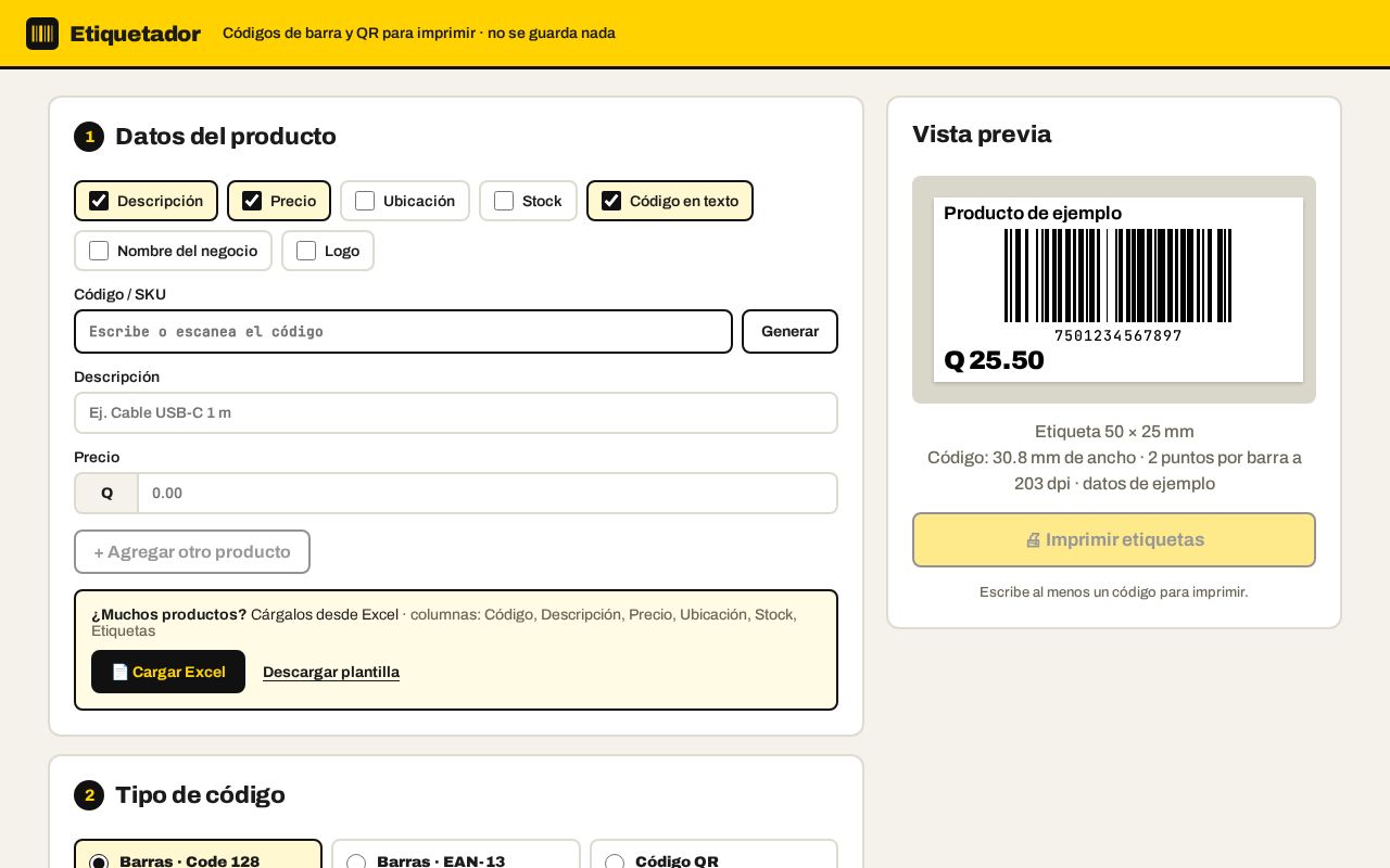 Preview of Generador Etiquetas