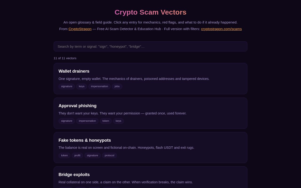 Preview of Crypto Scam Glossary