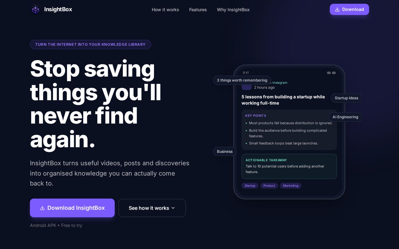Preview of InsightBox Landing Page
