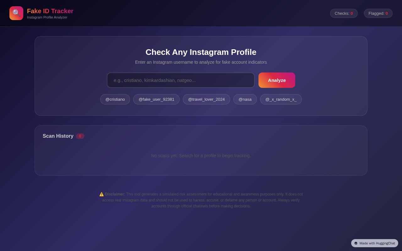 Preview of Instagram Fake ID Tracker