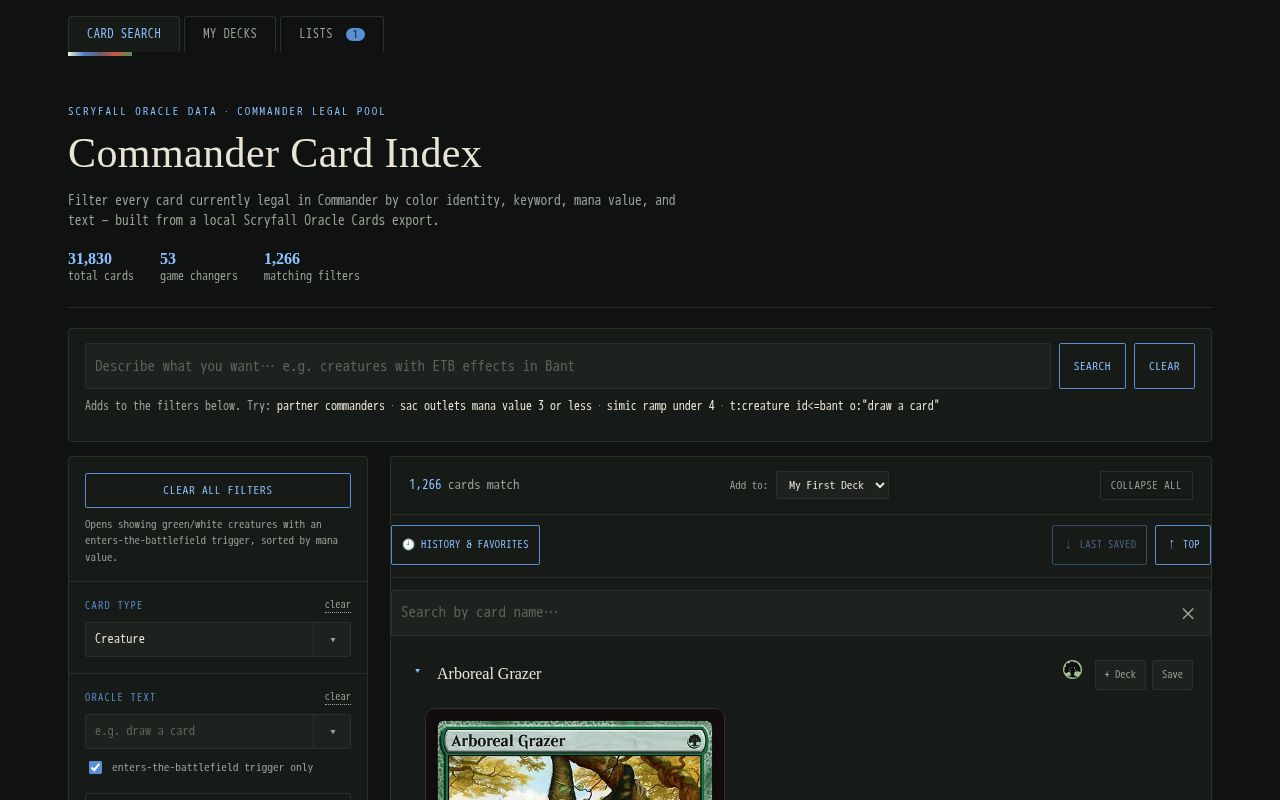 Preview of Magic The Gathering App