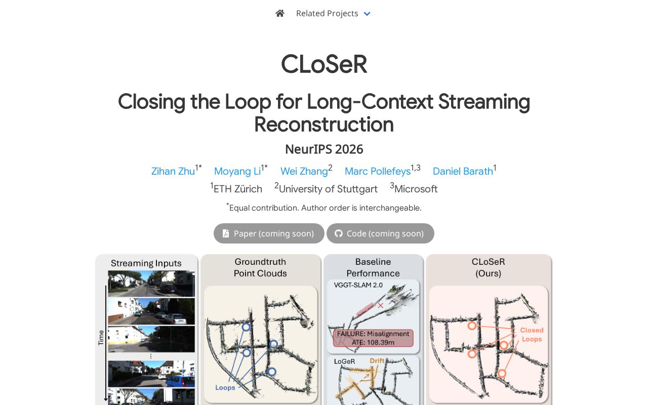 Preview of NeurIPS2026 CLoSeR Github Io