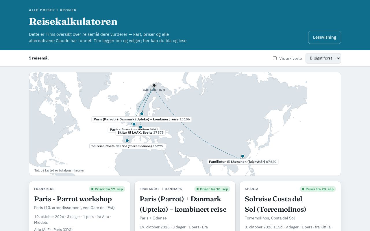 Preview of Reisekalkulator