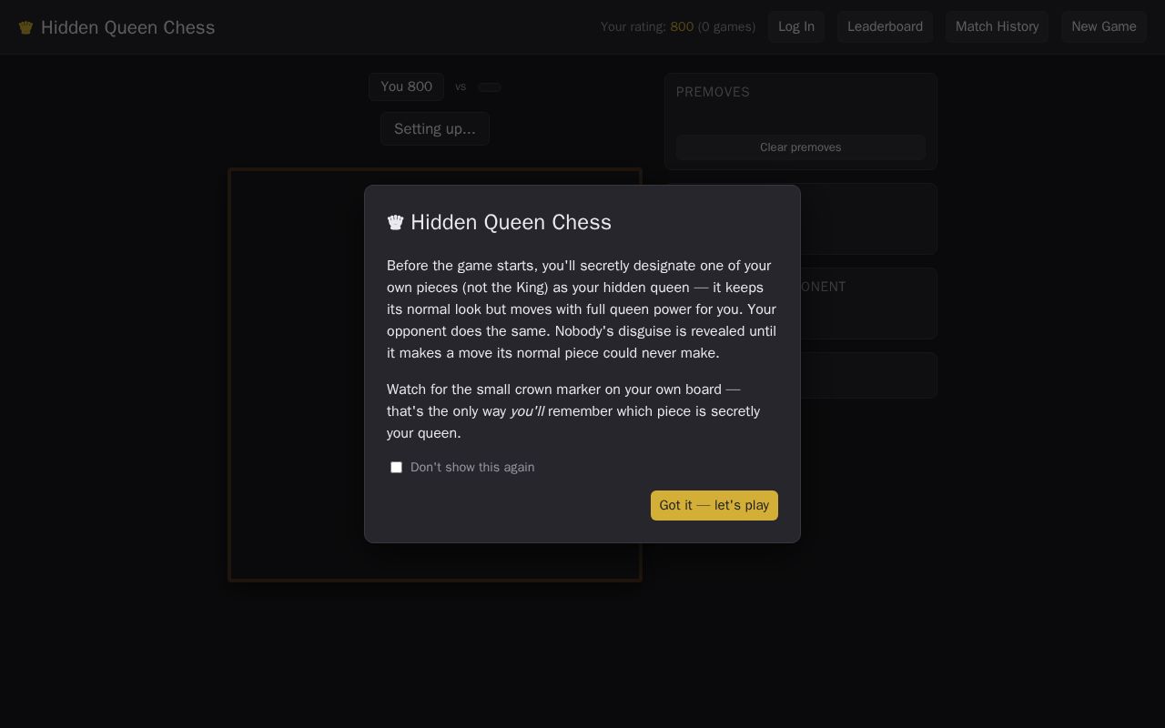 Preview of Hidden Queen Chess