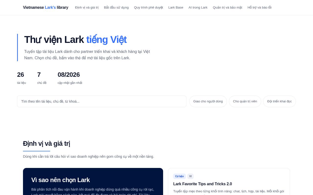 Preview of Thư viện Lark tiếng Việt