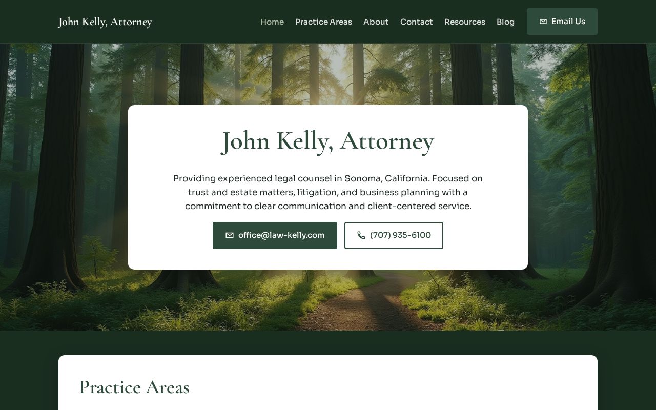 Preview of John Kelly, Attorney: www.law-kelly.com (static, GitHub Pages)