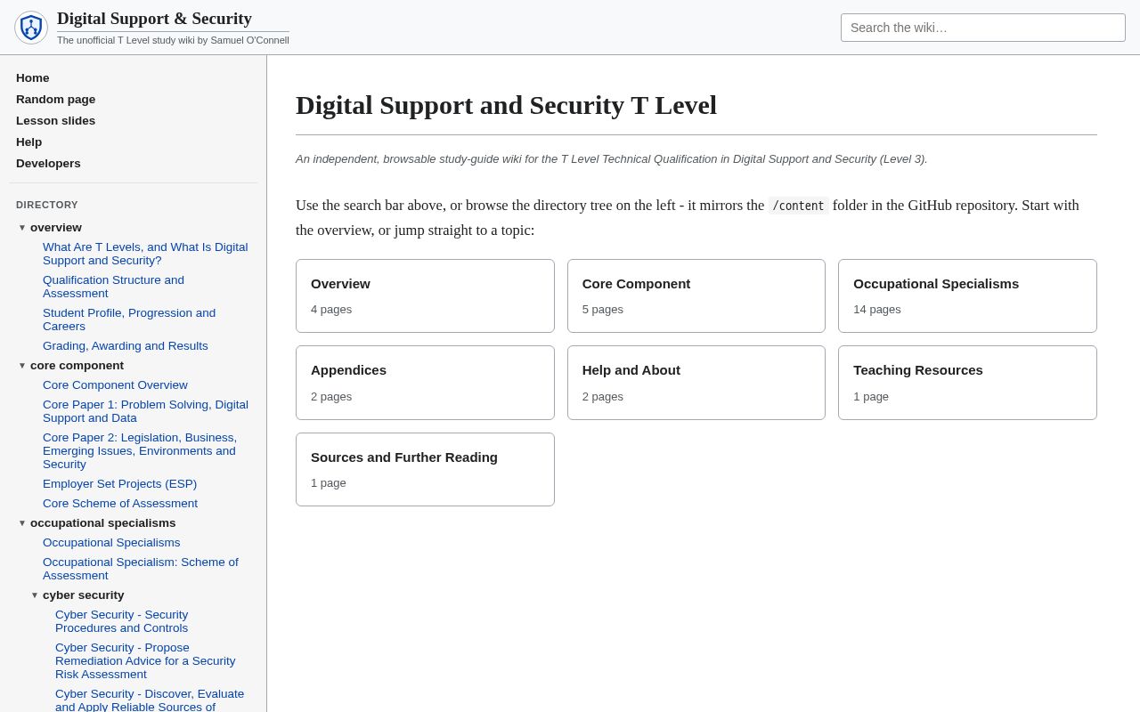 Preview of Digital Support and Security T Level Wiki
