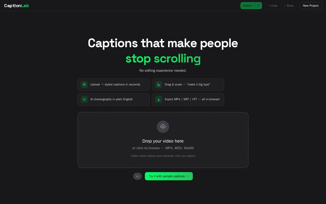 Preview of Caption Generator