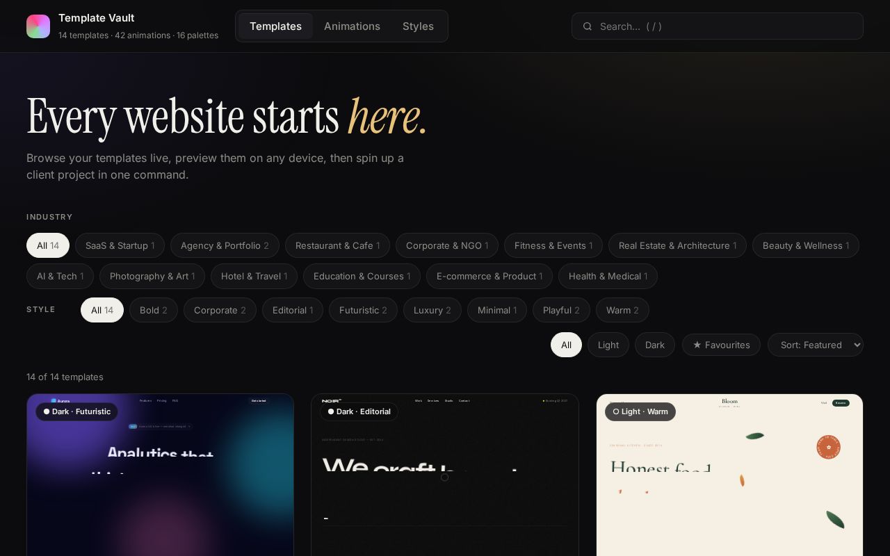 Preview of Template Vault