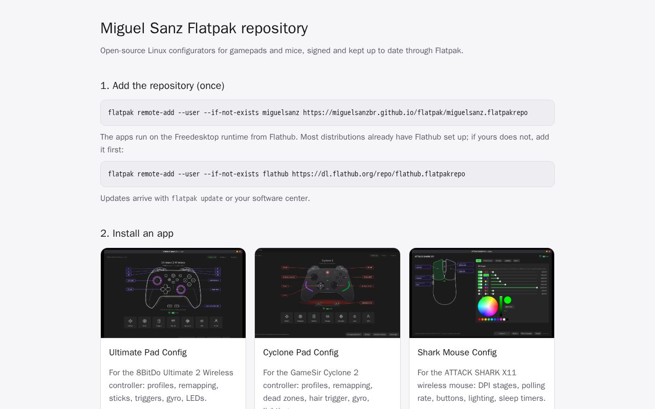 Preview of Miguel Sanz Flatpak repository