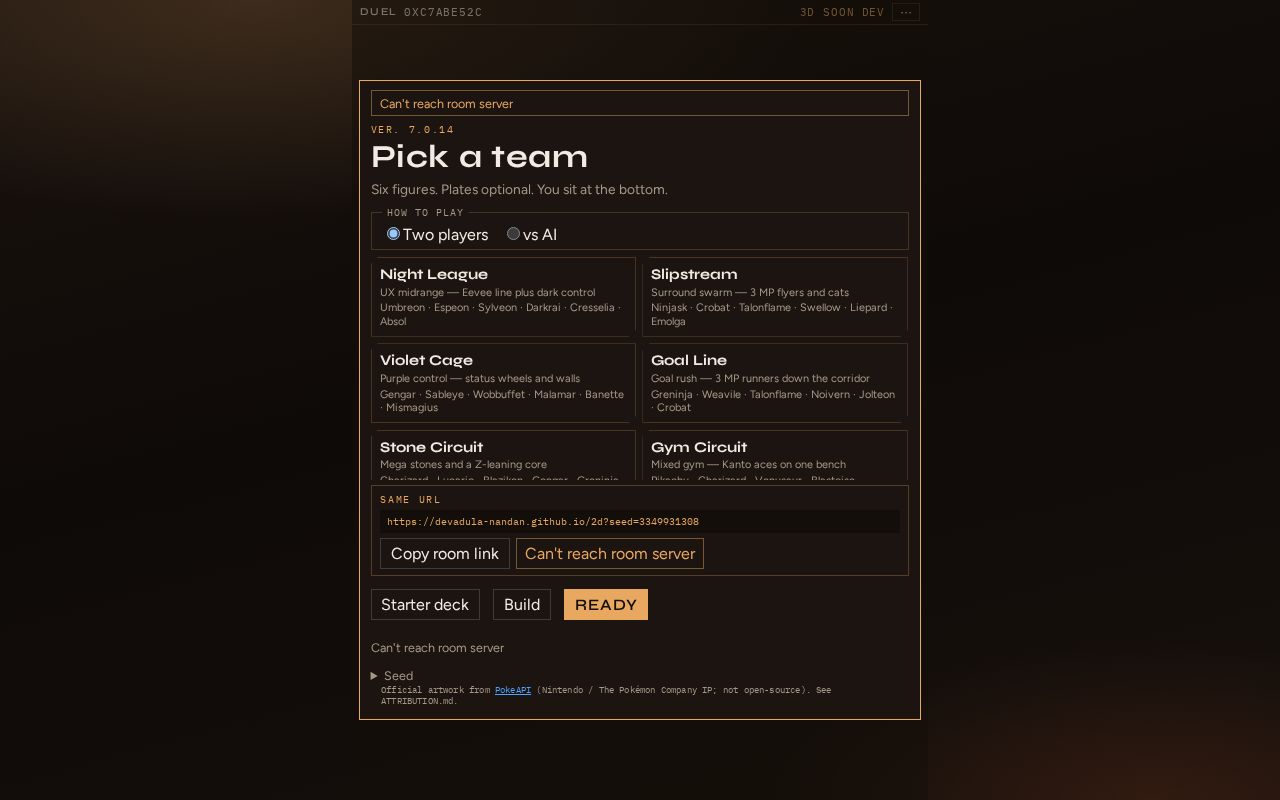 Preview of A data-driven 2D Pokemon Duel client (static GitHub Pages).