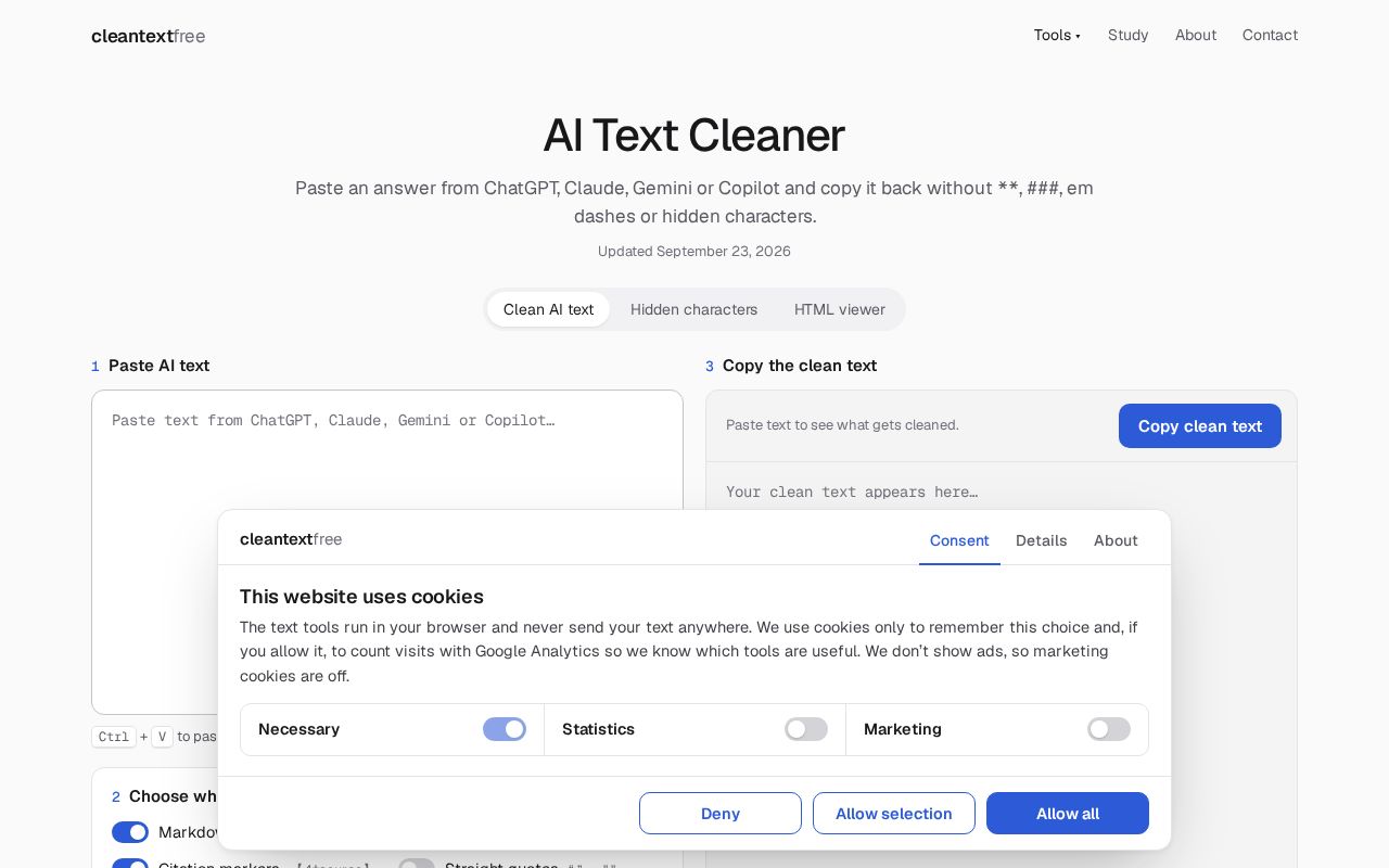 Preview of Cleantextfree