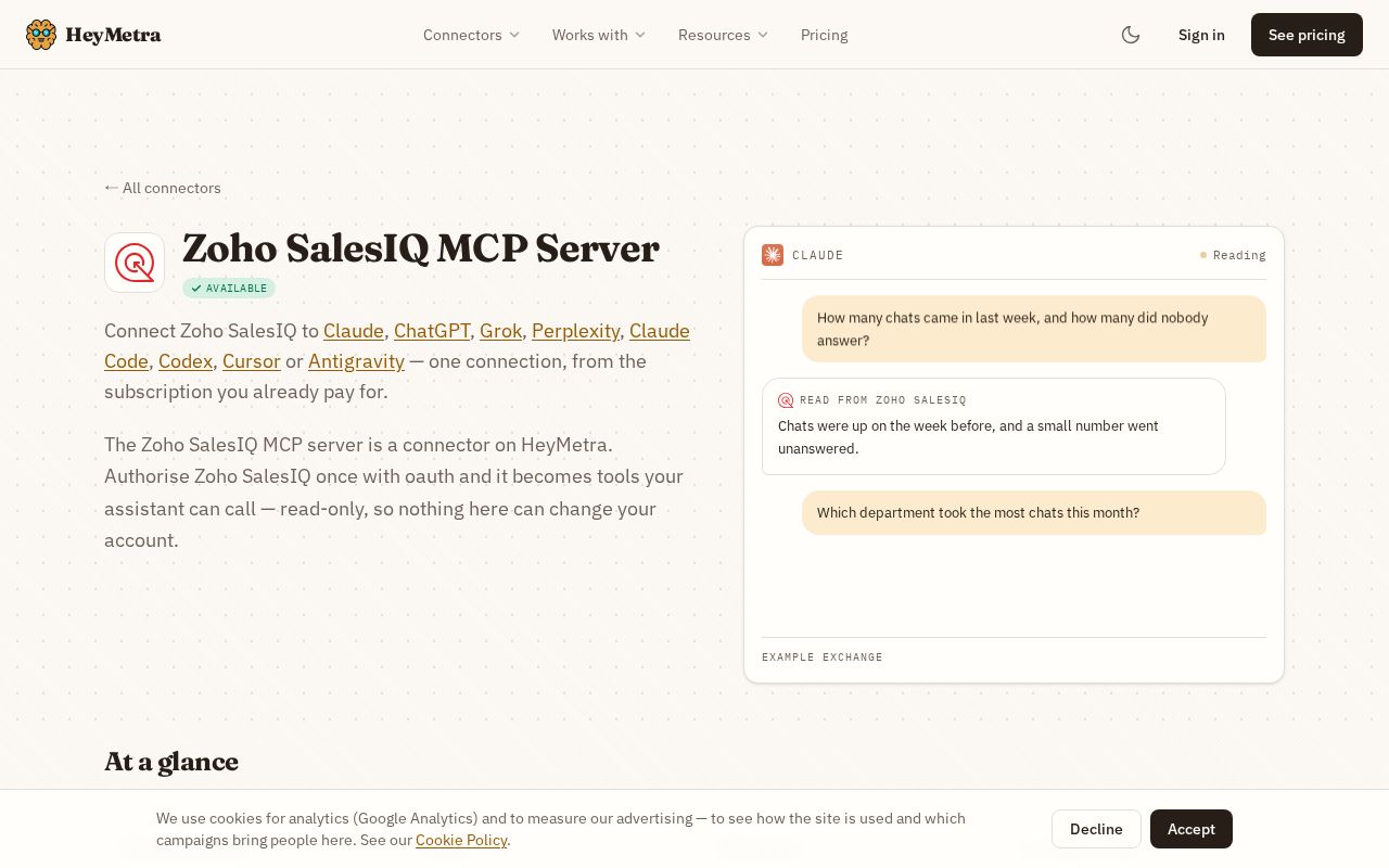 Preview of Zoho Salesiq Mcp