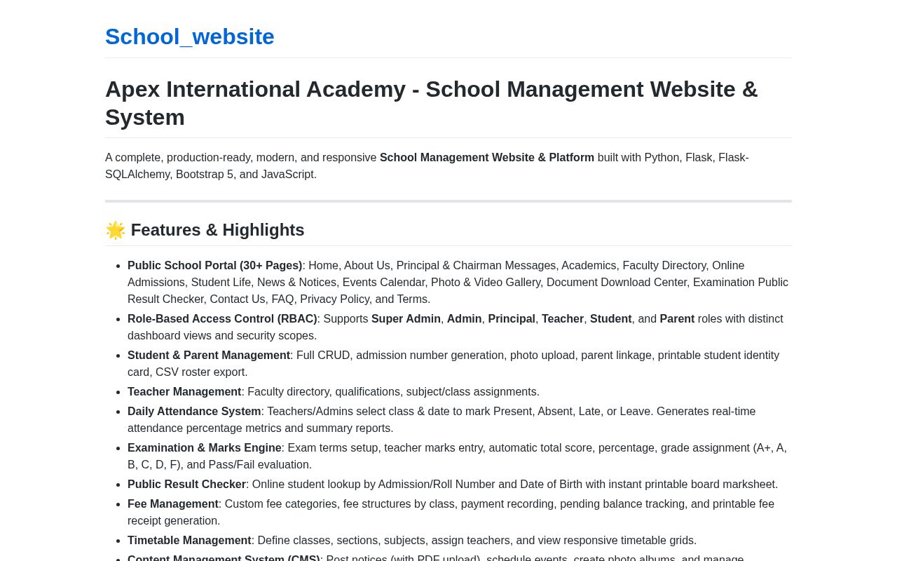 Preview of School Website