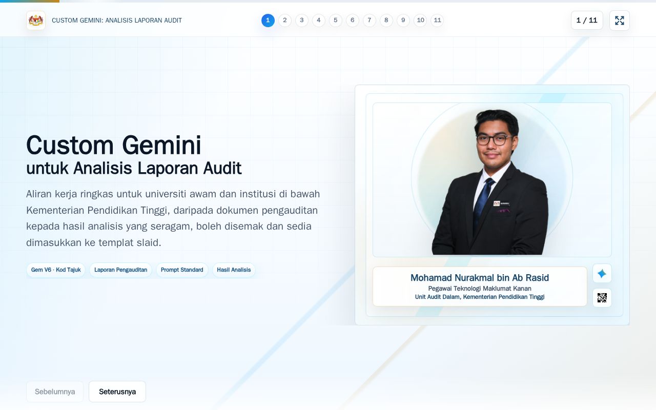 Preview of Custom Gemini V6 Kod Tajuk untuk Analisis Laporan Audit