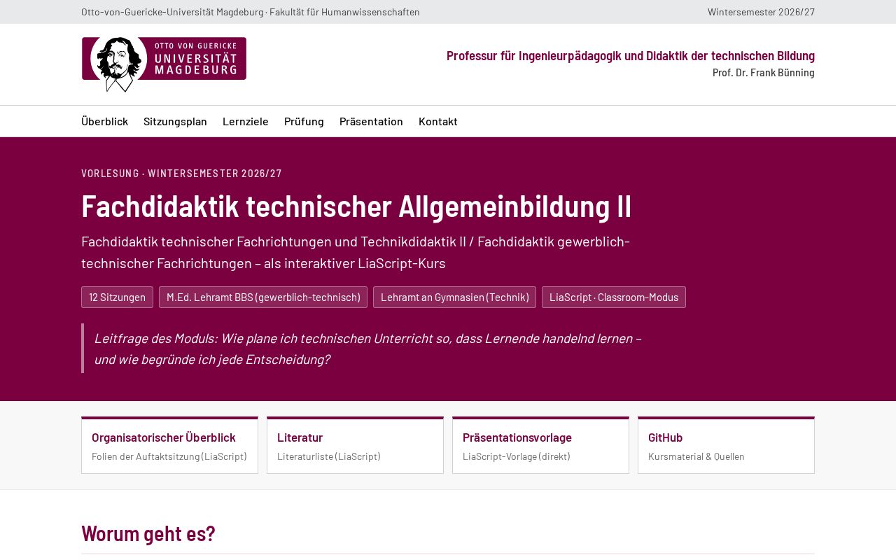 Preview of Fachdidaktik Technischer Allgemeinbildung II