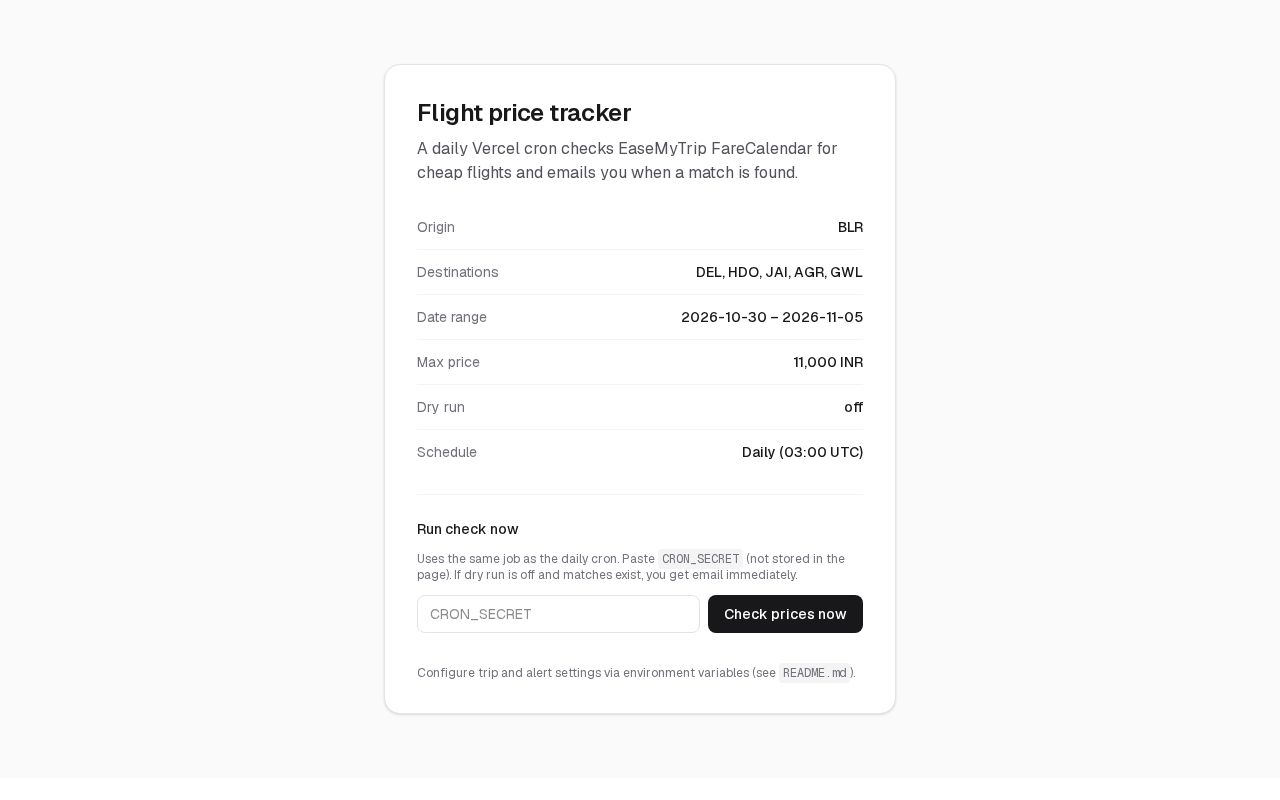 Preview of Flight Price Tracker