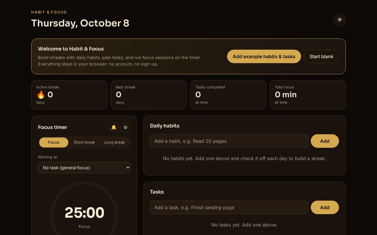 Preview of Habit Focus App