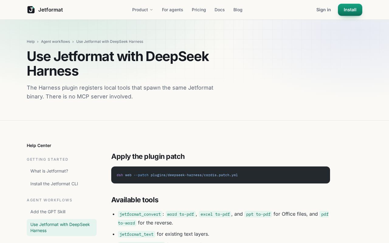 Preview of Use Jetformat with DeepSeek Harness