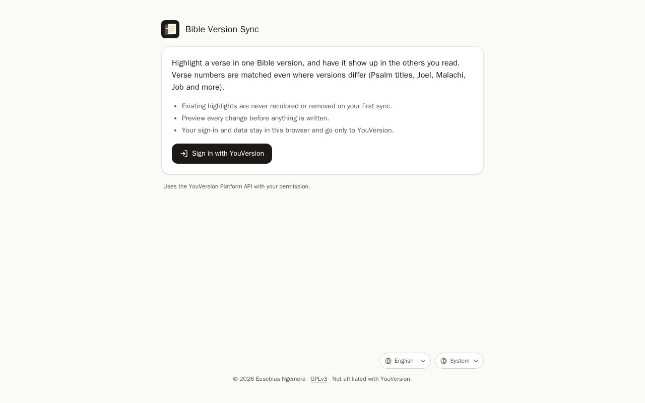 Preview of Bible Version Sync