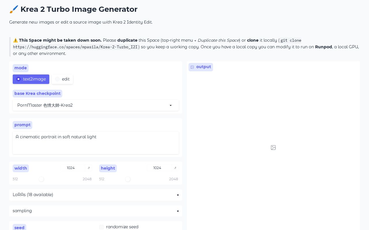 Preview of Krea 2 Turbo Image Generator