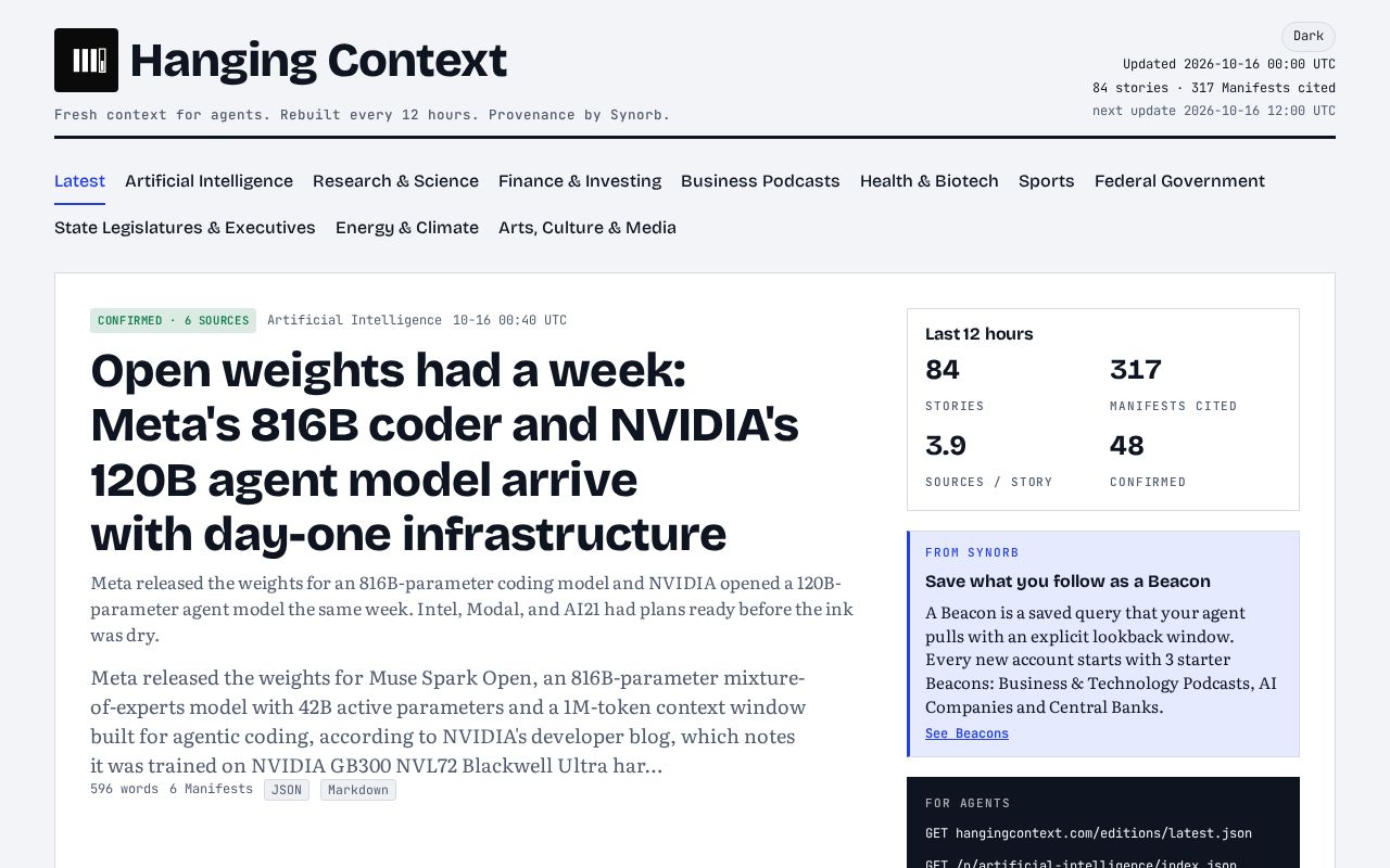 Preview of Hanging Context: fresh context for agents