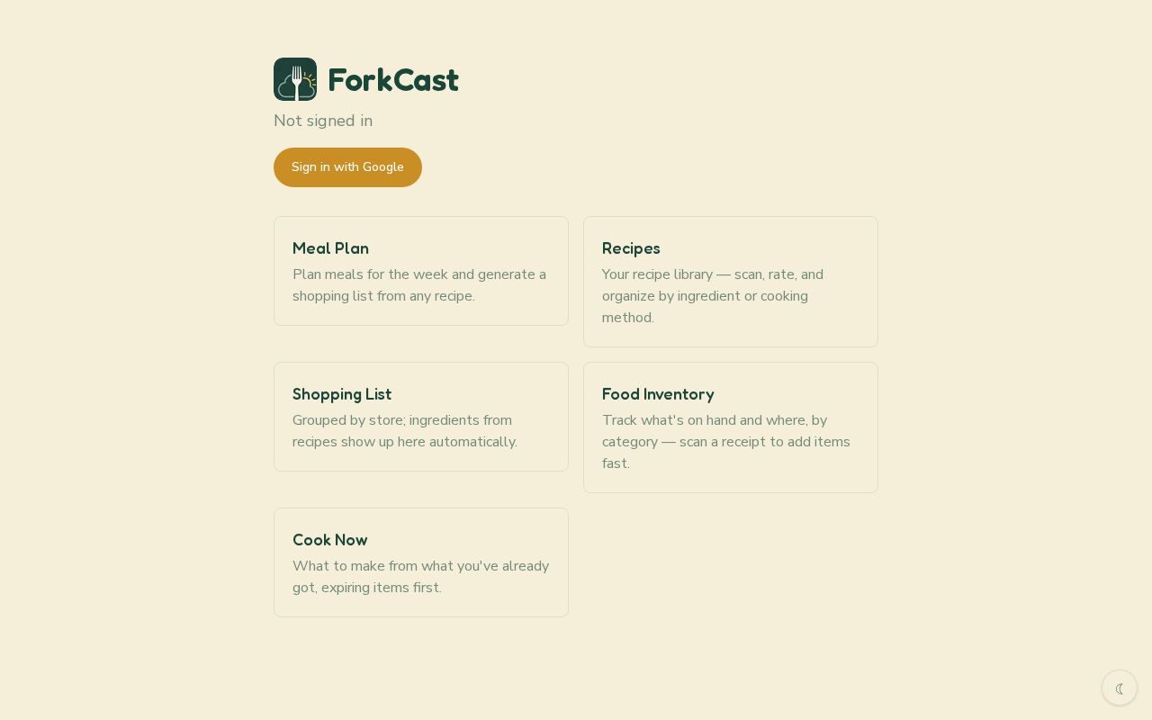 Preview of Meal planning and recipe app