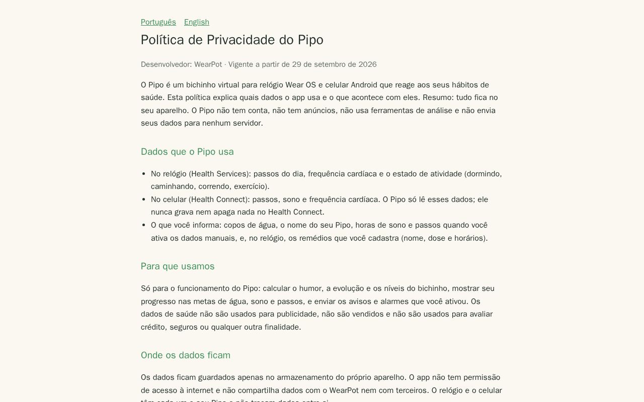 Preview of Pipo Privacidade