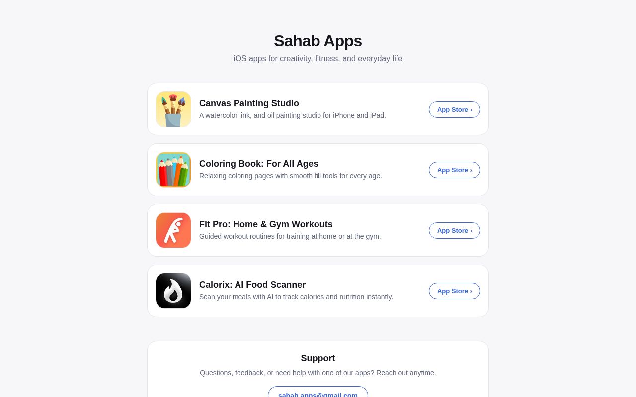 Preview of Sahab Apps Main