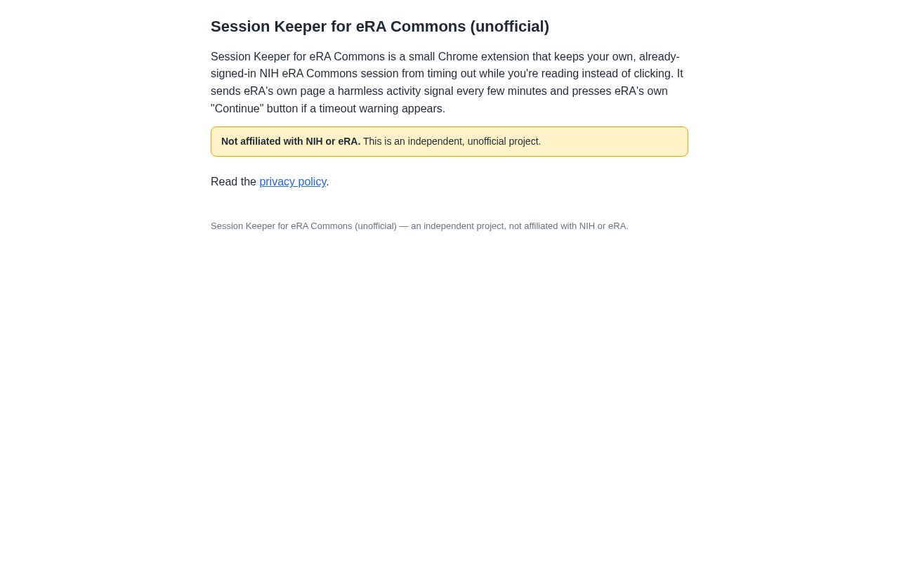 Preview of Era Commons Keepalive