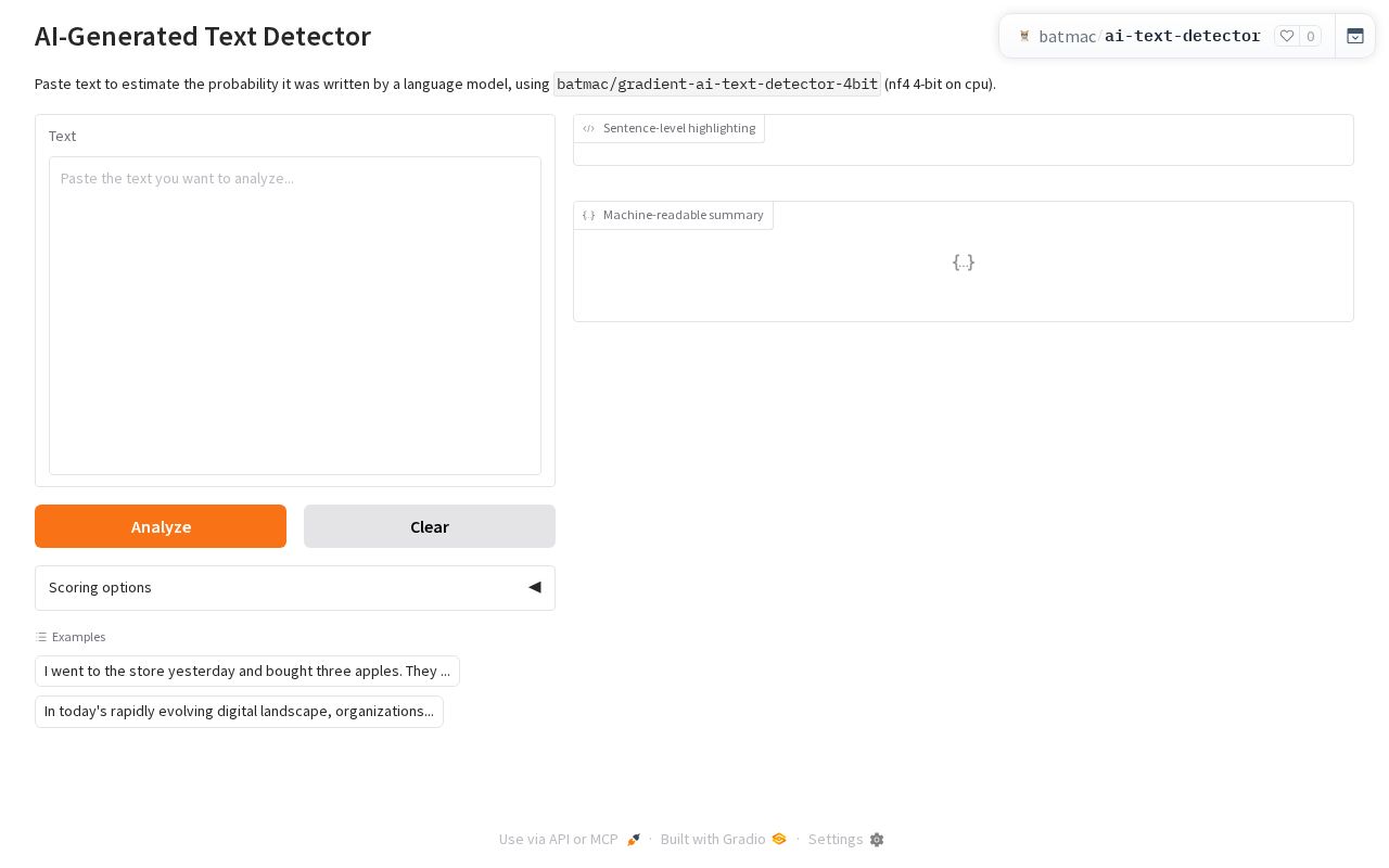 Preview of AI Text Detector