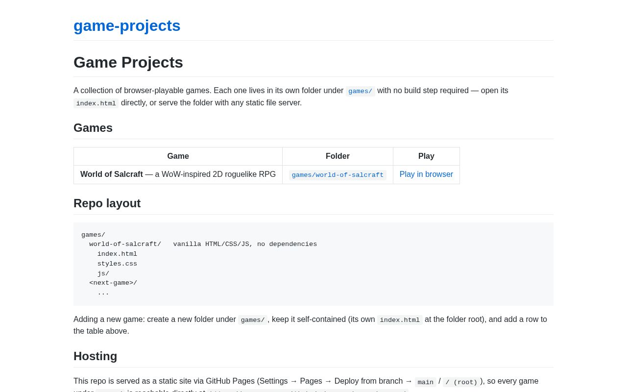Preview of Browser-playable games, including World of Salcraft