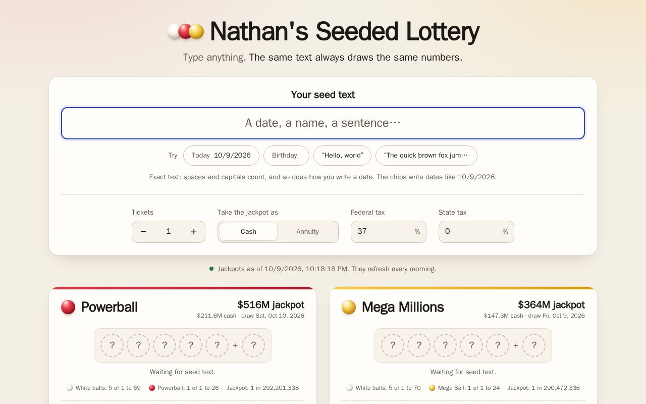 Preview of Seeded Lottery