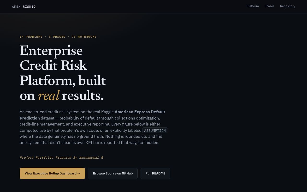 Preview of AMEX RiskIQ Enterprise Credit Risk Platform