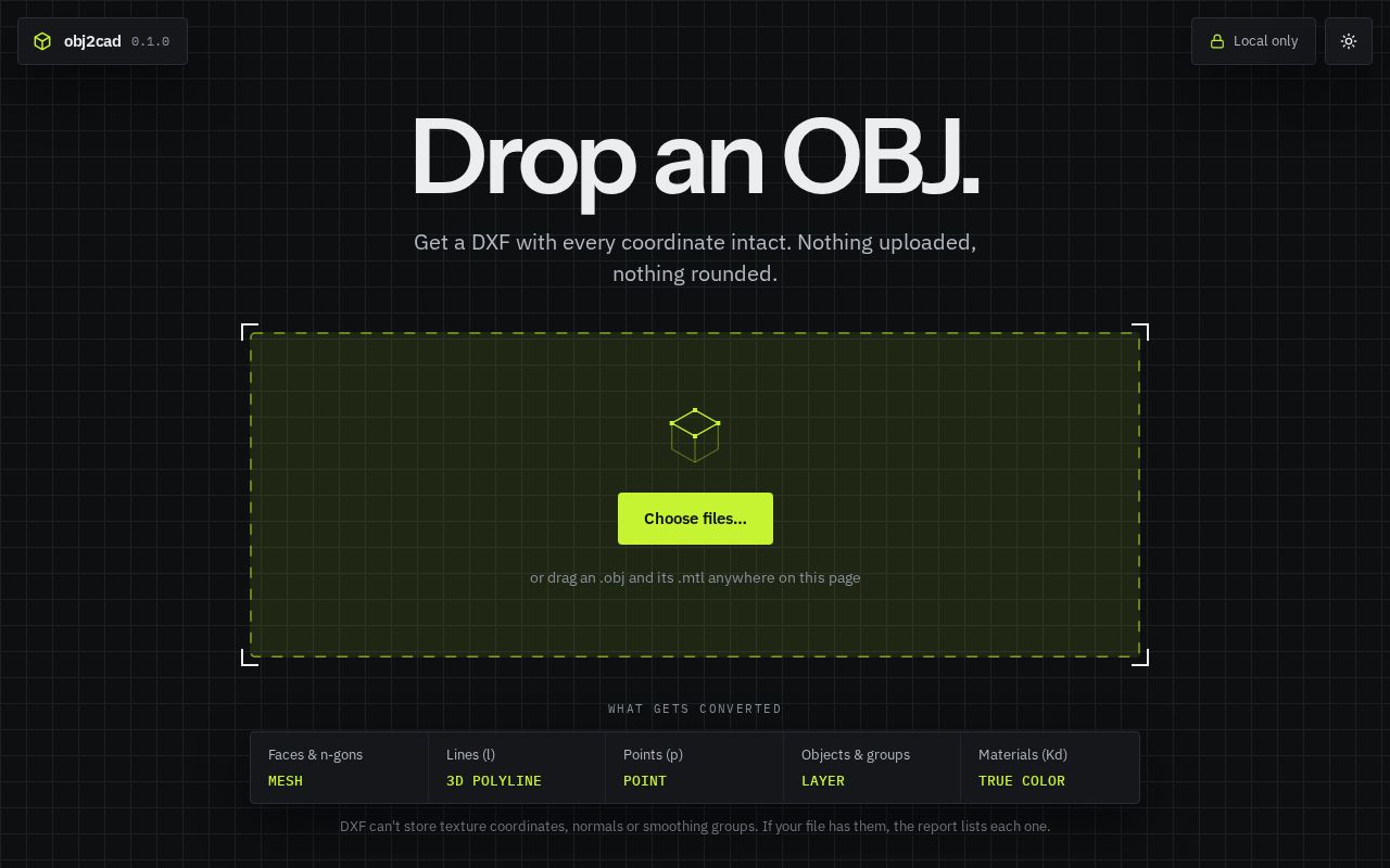 Preview of obj2cad