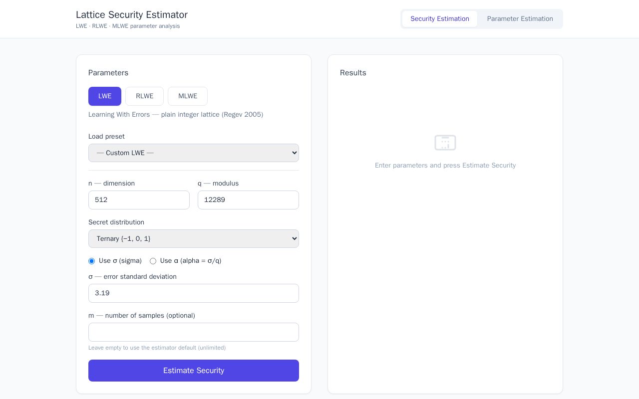 Preview of Lattice Security Estimator