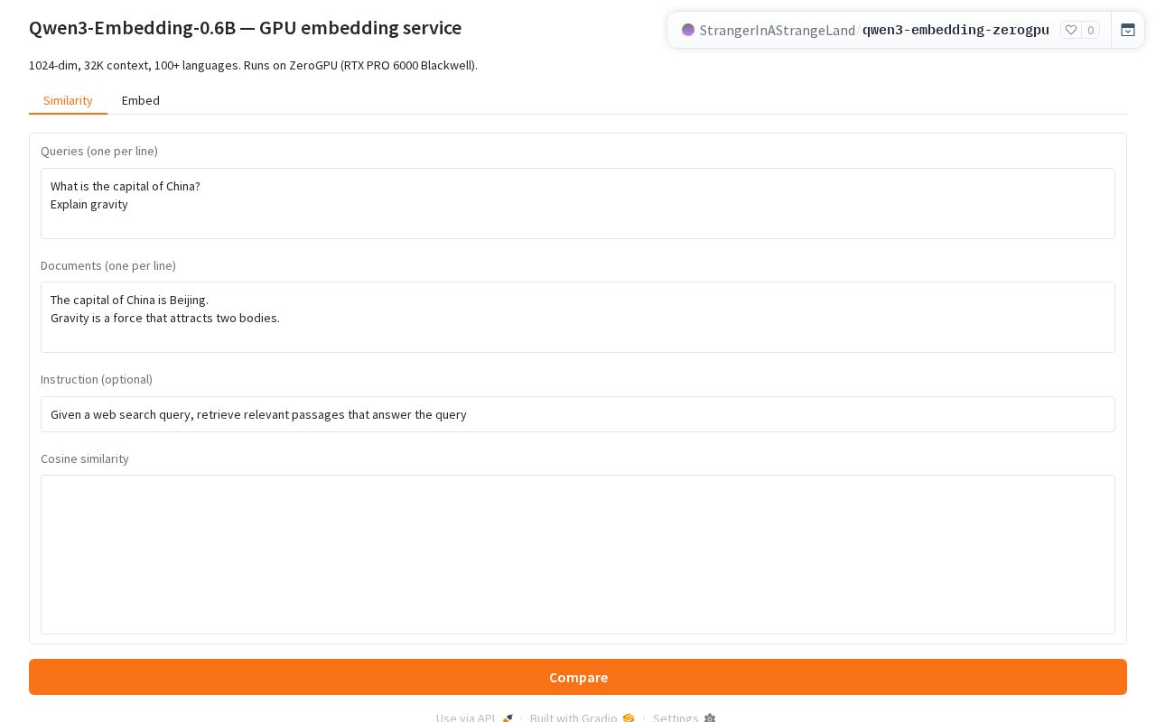 Preview of Qwen3 Embedding (ZeroGPU)