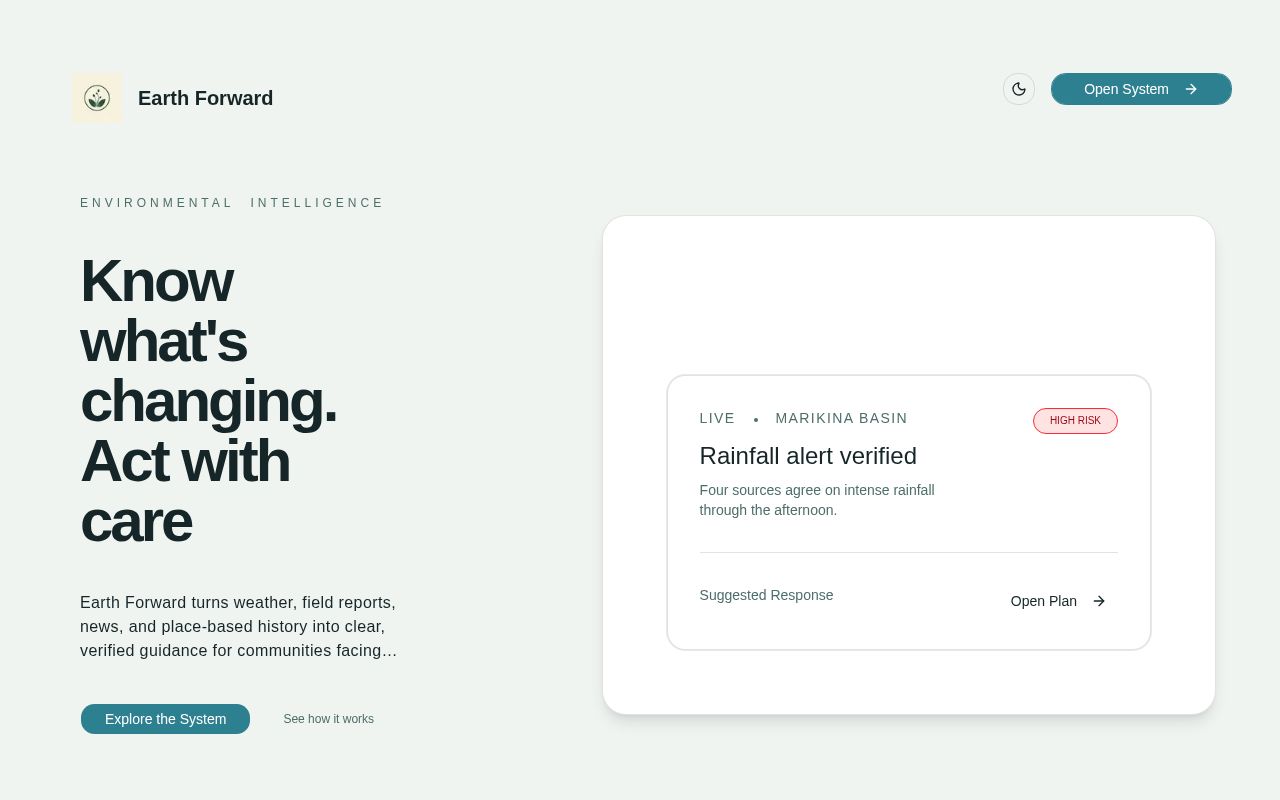 Preview of An websites the focuses in earth problems, with AI automation, and agentic AI
