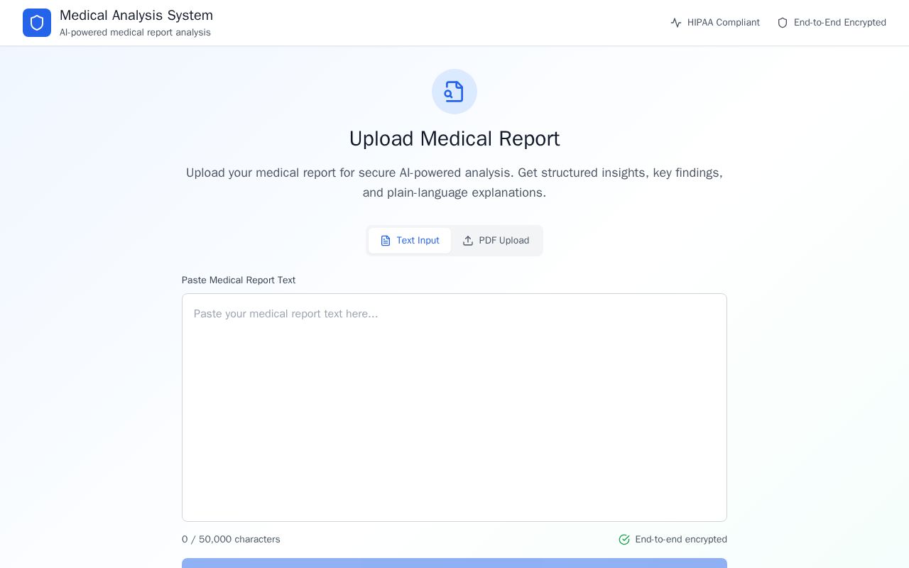 Preview of Medical Report Analysis System