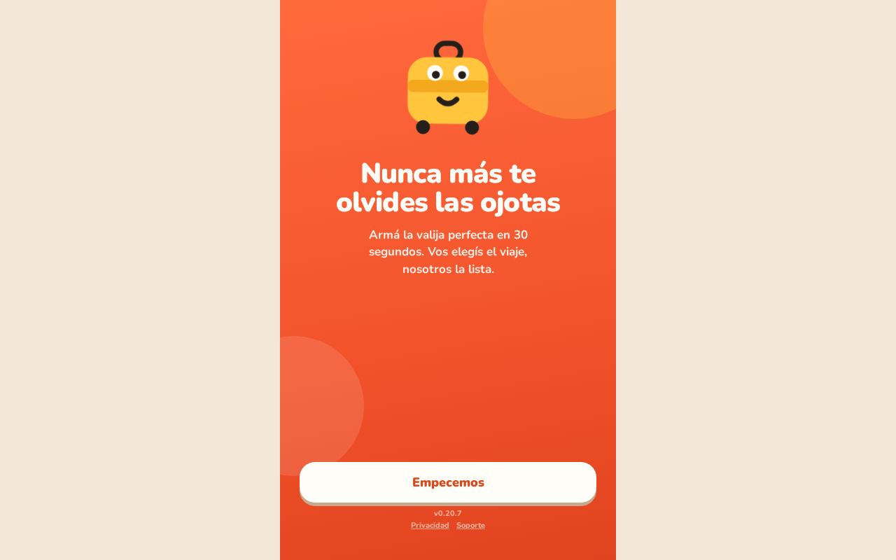 Preview of App para armar la valija
