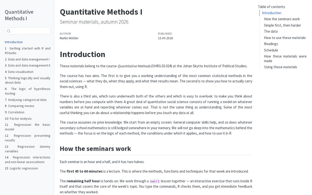 Preview of Quantitative Methods I