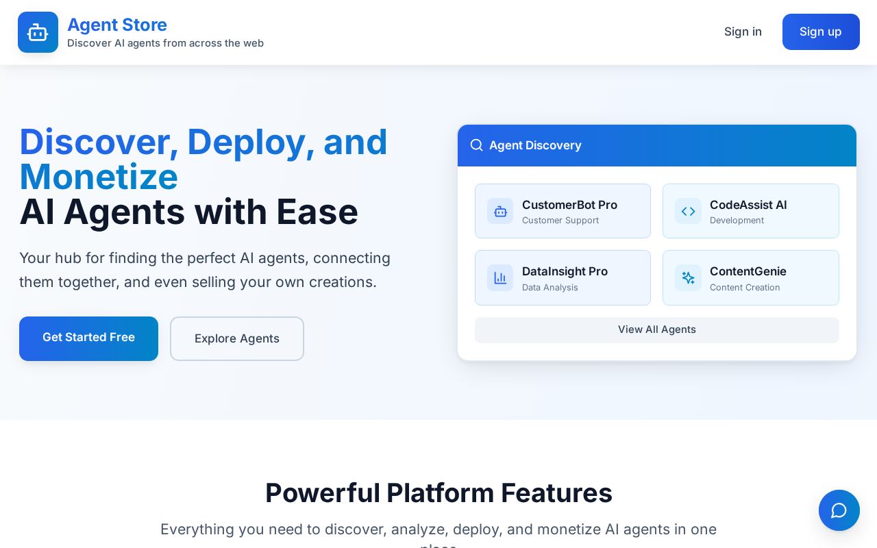 Preview of AI agent store